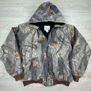 Walls Mens Camo Jacket RealTree Hardwoods Hooded Zip Up Brown 3XL Tall Workwear